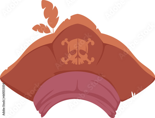 Old hat, headdress for pirates and robbers. Cartoon style