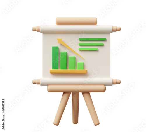 3d growth graph presentation board, business growth illustration, increase profits, stock market, target strategy