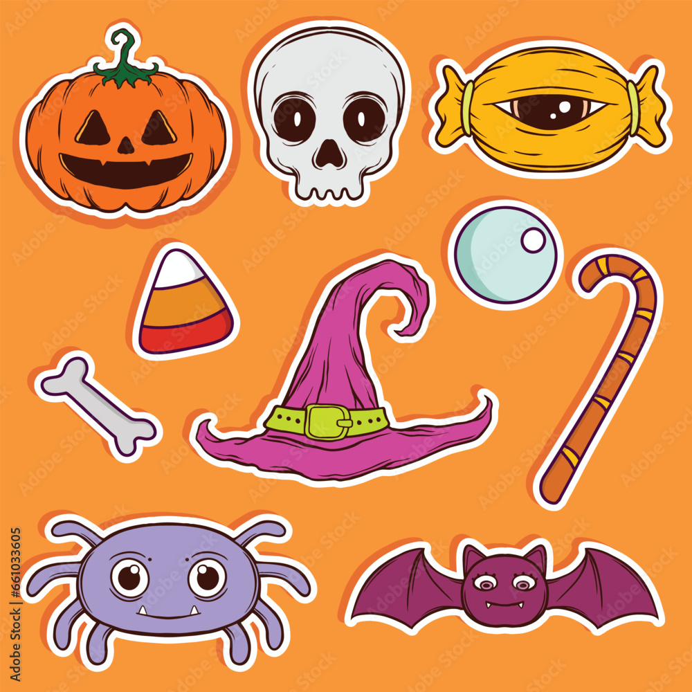 Fototapeta premium Halloween sticker vector with illustration