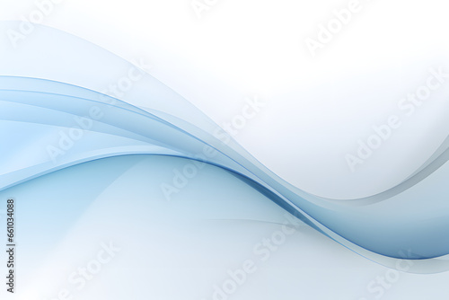 Elegant blue waves form abstract curves on a white backdrop