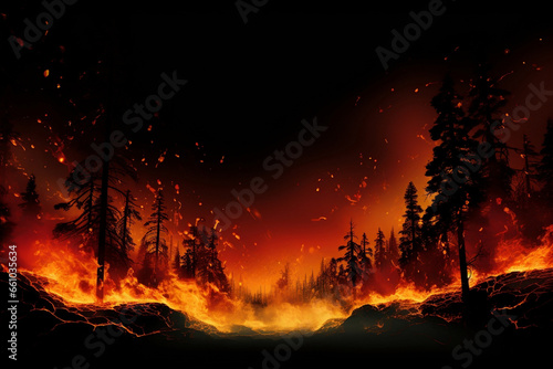 Burning forest fire nature disaster hot