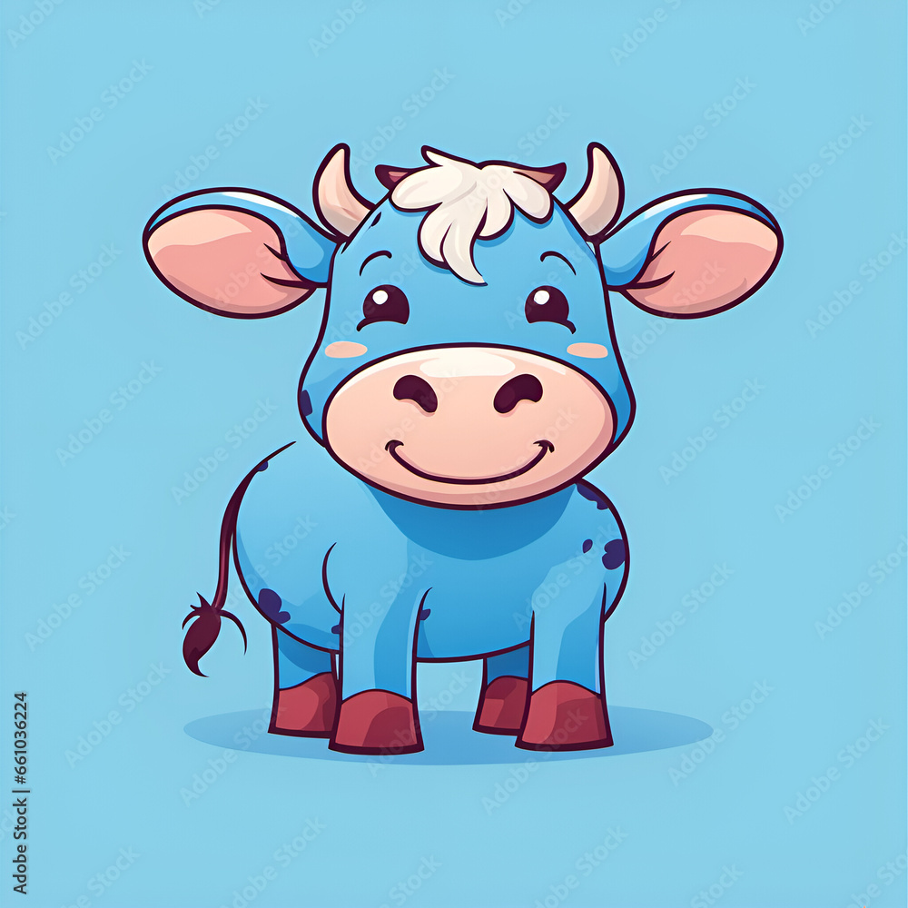 Small cute cartoon smiling cow Small cute cartoon smiling cow