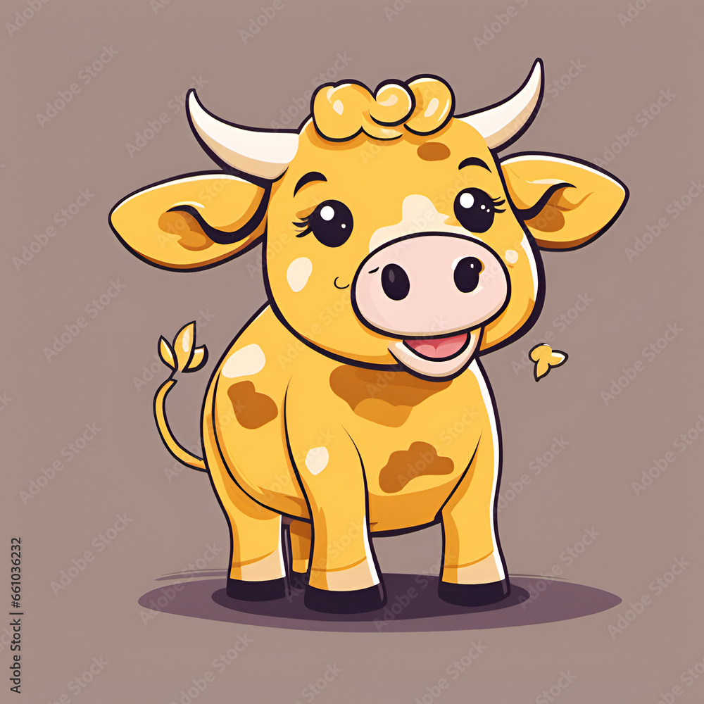 Small cute cartoon smiling cow Small cute cartoon smiling cow
