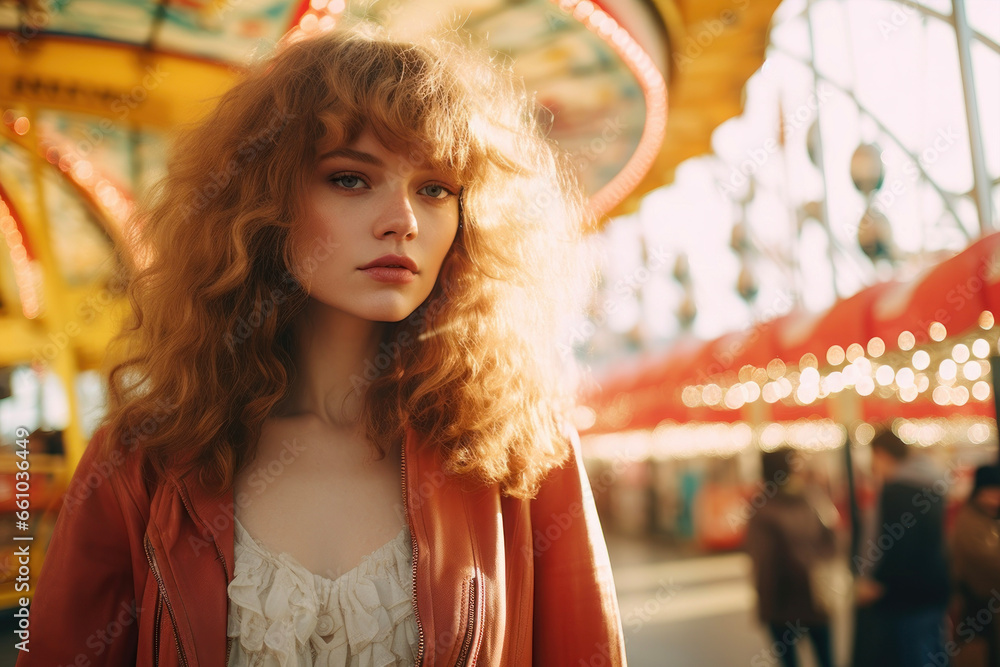 Portrait of a modern girl in an amusement park Portrait of a modern girl in an amusement park