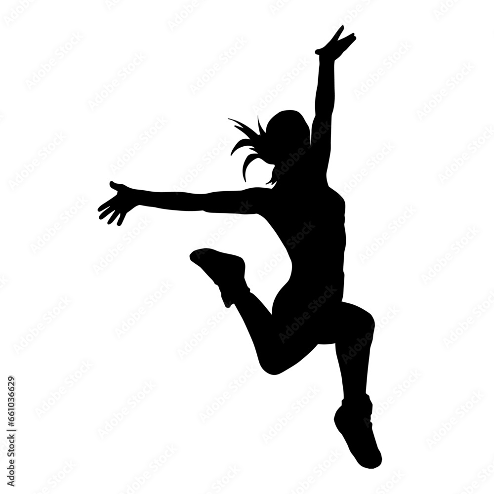 Silhouette of a slim female dance pose. Silhouette of a female in aerobic movement. Silhouette of a slim female dance pose. Silhouette of a female in aerobic movement.