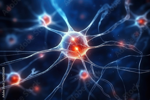 Nerve cells. Human brain stimulation or activity with neuron