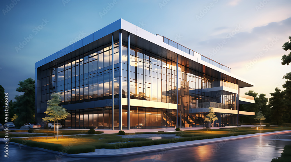 Obraz premium Modern office building concept 3d rendering