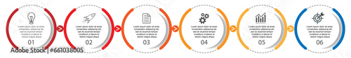 infographic template design, minimalist concept, interconnected circles with 9 steps, lines and colors in each step, good for your business presentation