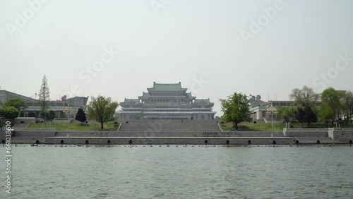 Pyongyang, North Korea, view of Kim Il-sung Square seen from the Taedong River