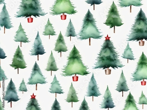 Watercolor Christmas Trees Fabric By The Yard On Spoons