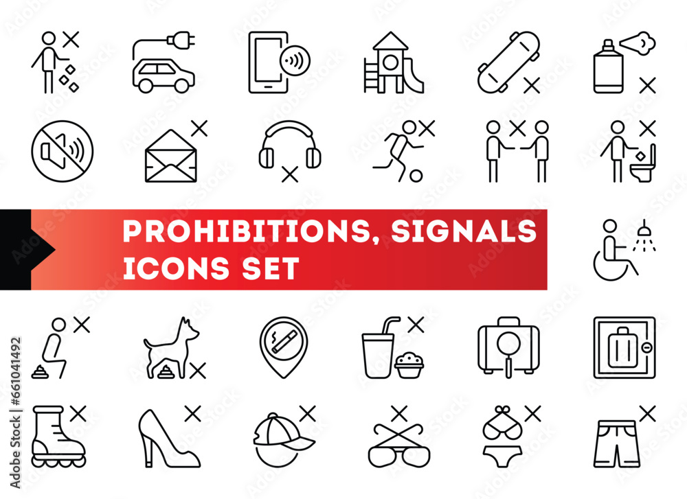 prohibitions and signals icon set