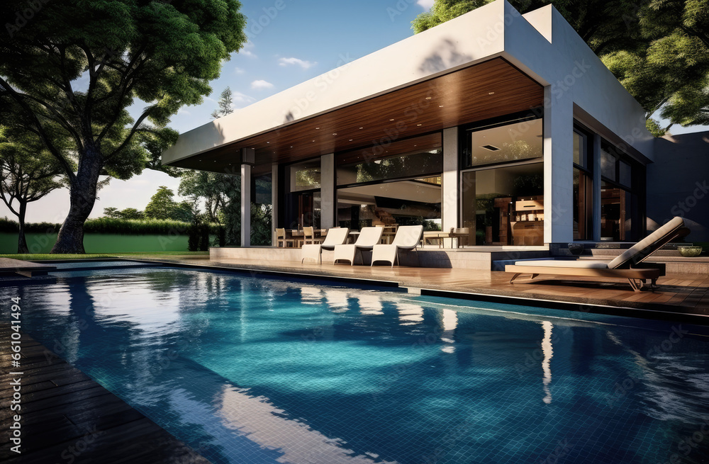 beautiful pool villa with garden and patio