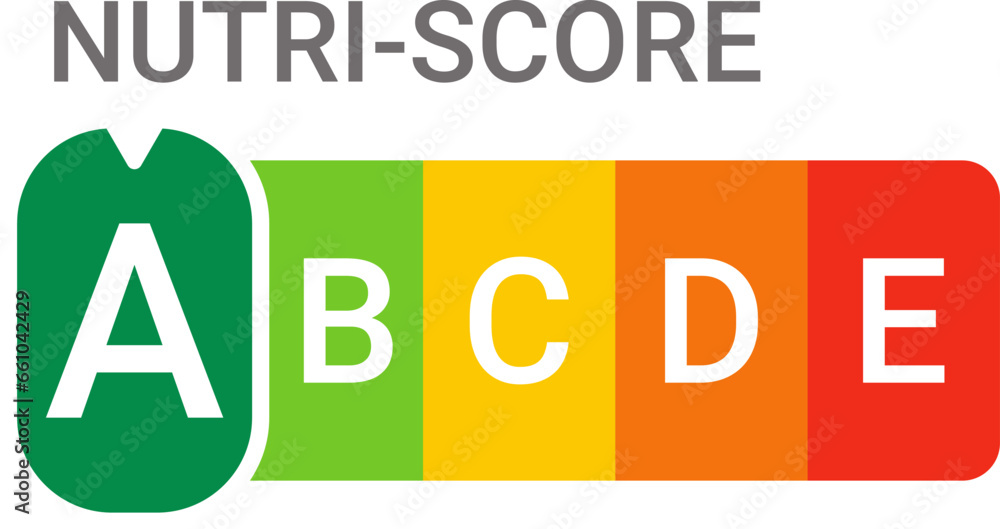 nutri-score A - food nutrition label, symbol of healthy eating