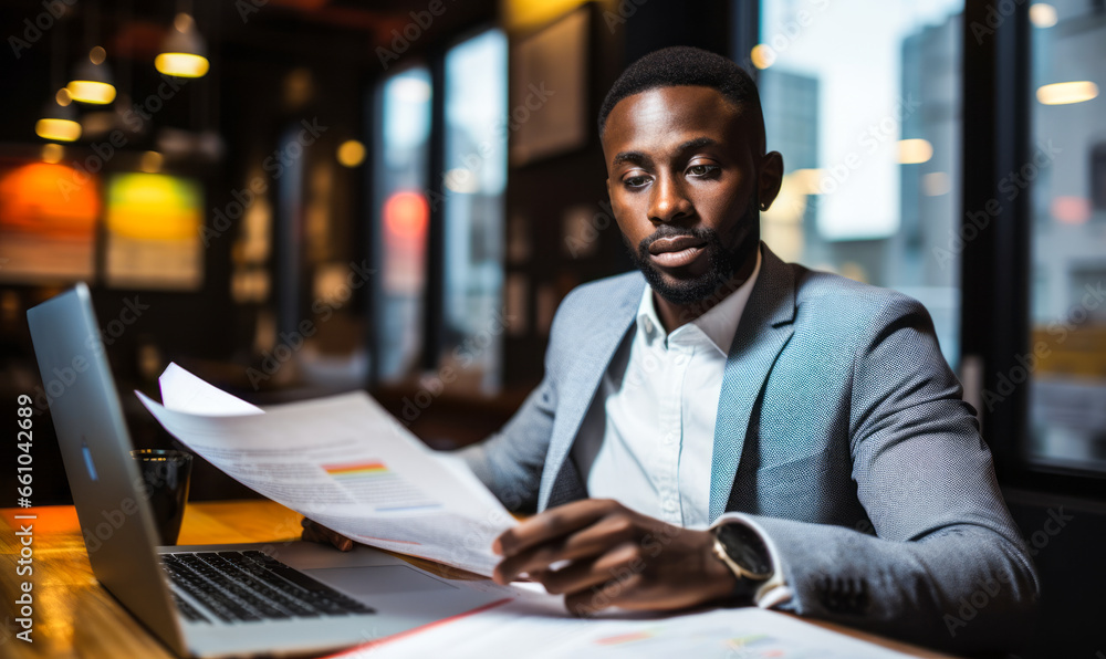 Fototapeta premium Expert at Work: Credit Analyst Analyzing Financial Statements