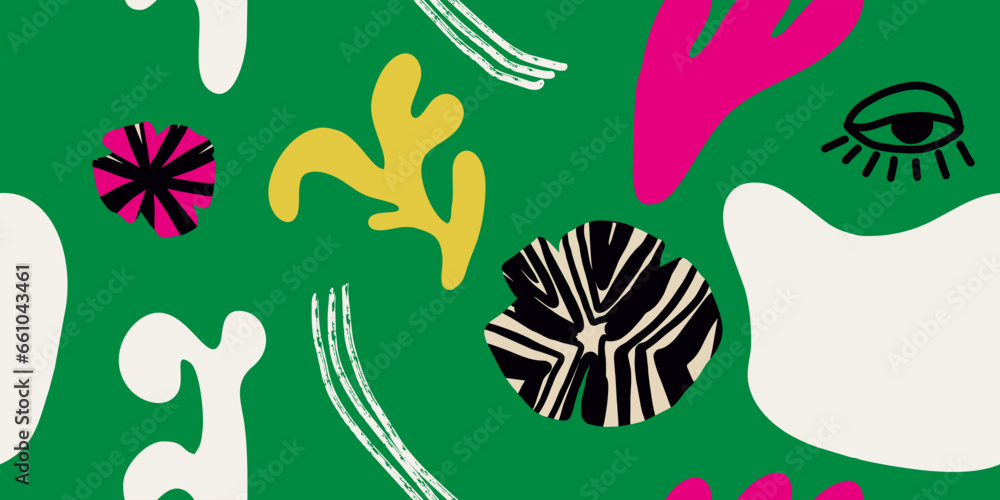 Naklejka premium Modern floral with flowers print. Seamless pattern. Hand drawn style. 