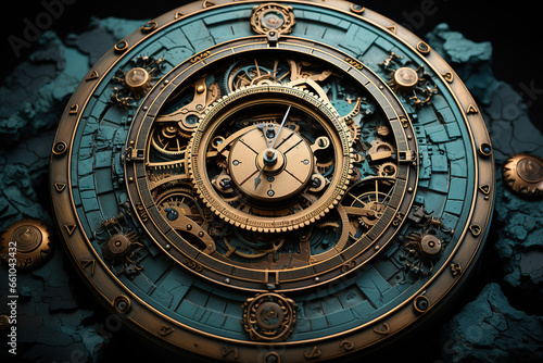 antique jade and brass clockworks