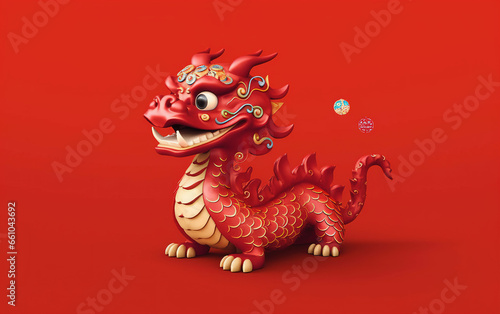 Chinese Zodiac Year of the Dragon Illustration,created with Generative AI tecnology. © henvryfo
