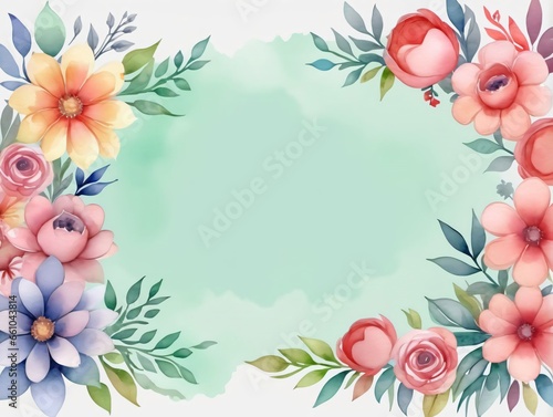 Watercolor Floral Frame With Flowers