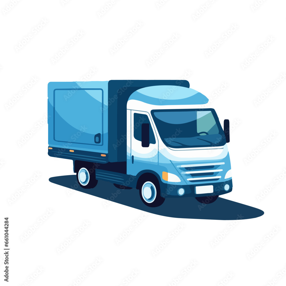 Truck on road ground-shot angle vector flat illustration on bright background. Online cargo delivery service, logistics or tracking app concept.