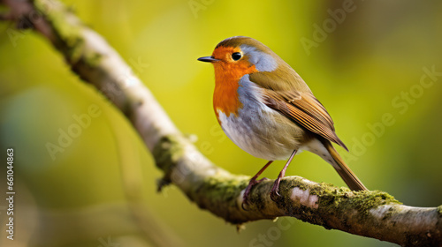 An extreme closeup of a robin perched tranquilly amidst lush garden scenery, AI generated © Sweta