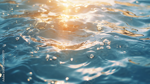 close up of water of the ocean with sun shine sparkling photo