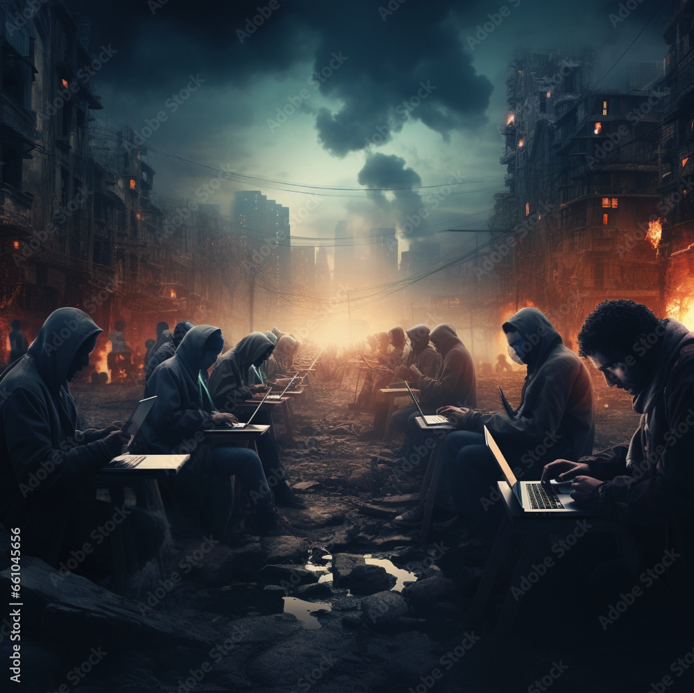 Print, A dystopian society where technology has become a necessity, with everyone constantly scrolling through their devices and no one taking the time to connect with others. Print, A dystopian society where technology has become a necessity, with everyone constantly scrolling through their devices and no one taking the time to connect with others.