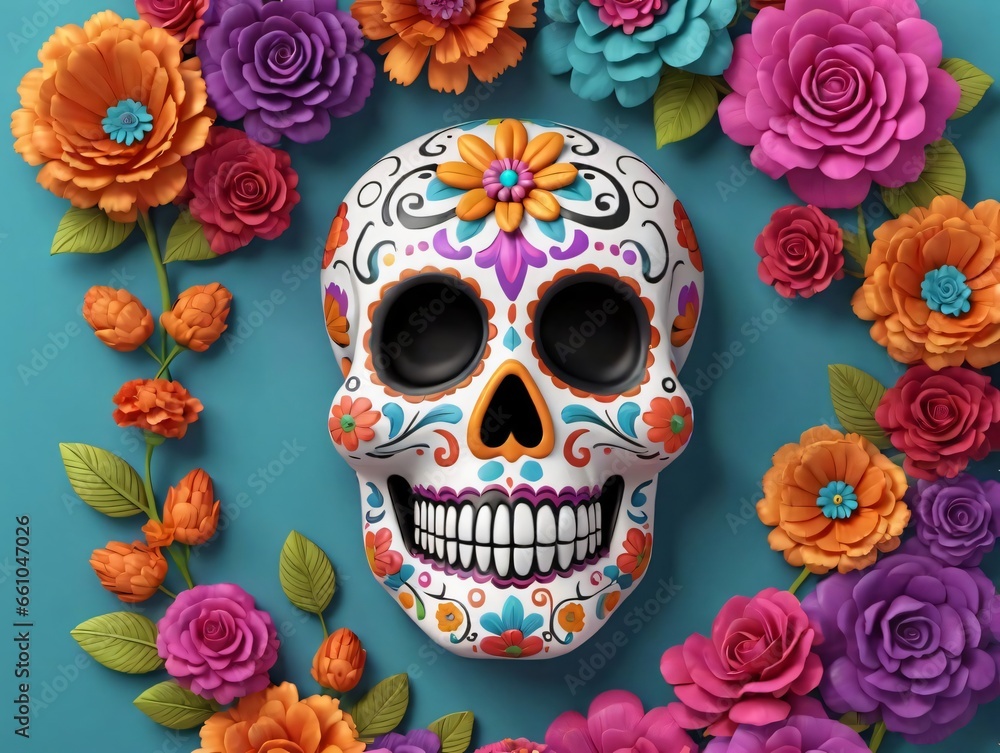 A Skull Surrounded By Flowers A Skull Surrounded By Flowers