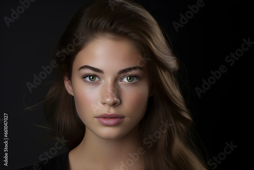 Glowing portrait of a young woman with light catching her eyes