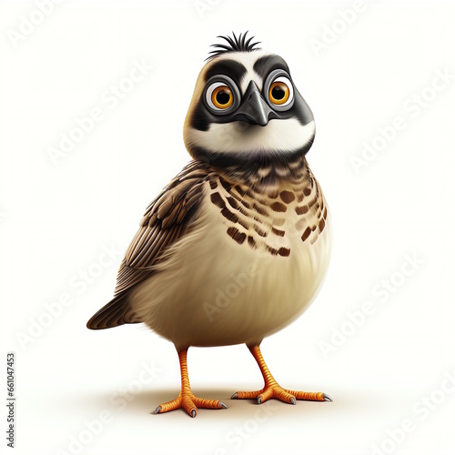 Cute Quail Cartoon Character - 9 Facial Expressions