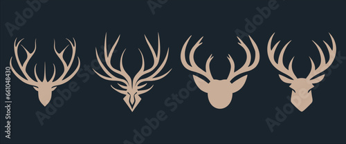 Deer Head Logo Design. Deer Logo Vector illustration. Stylized geometric shape deer logotype.