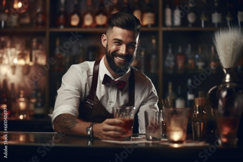 Man Sitting at Bar with Drink