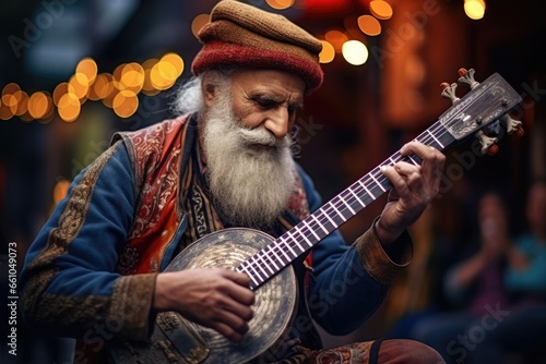 Bearded Man Playing Banjo