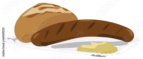 German Food and Snacks Bratwurst and Bun