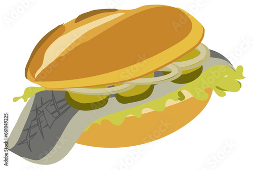 German Food and Snacks Fish in a Bun