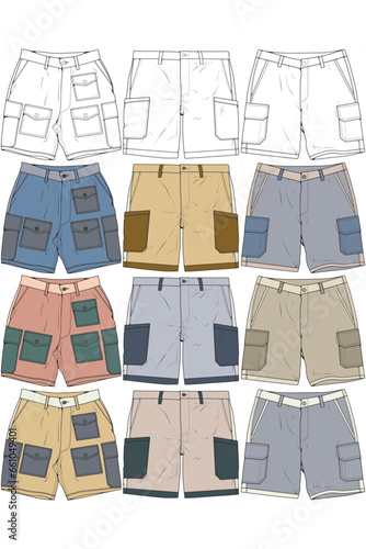 Modern Short pants coloring drawing vector, Modern short pants in a sketch style, training template vector, vector Illustration.