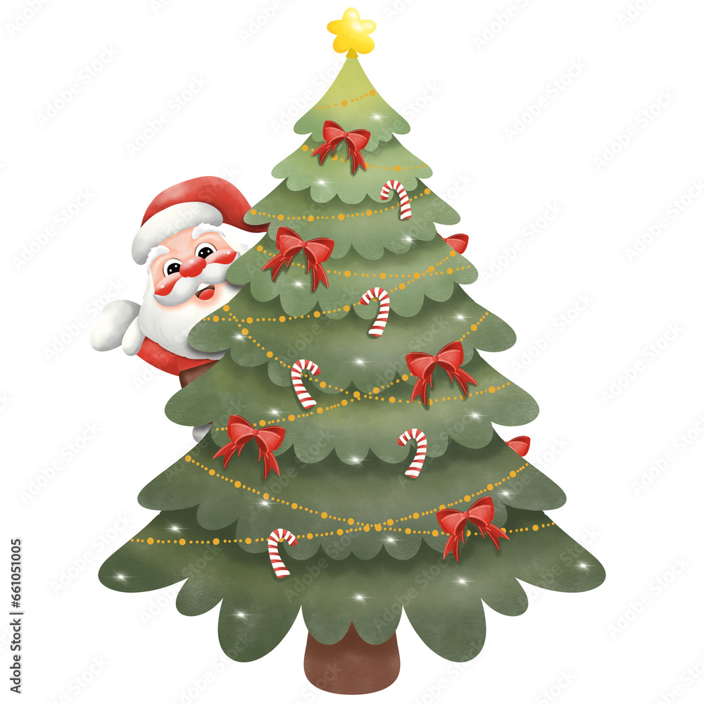 christmas tree with Santa claus