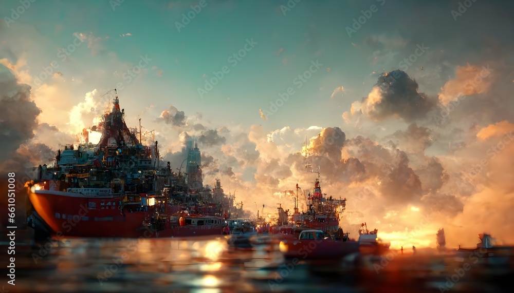 ONE PIECE THOUSAND SUNNY ship anime sail boat anime inspired by studio trigger overwatch style dramatic lighting pixiv trending 8k realistic 8k octane render HD super realistic detailed 