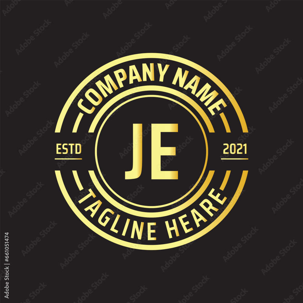 Professional simple Letter JE Circle Luxury Gold Color Vector Logo Template Professional simple Letter JE Circle Luxury Gold Color Vector Logo Template