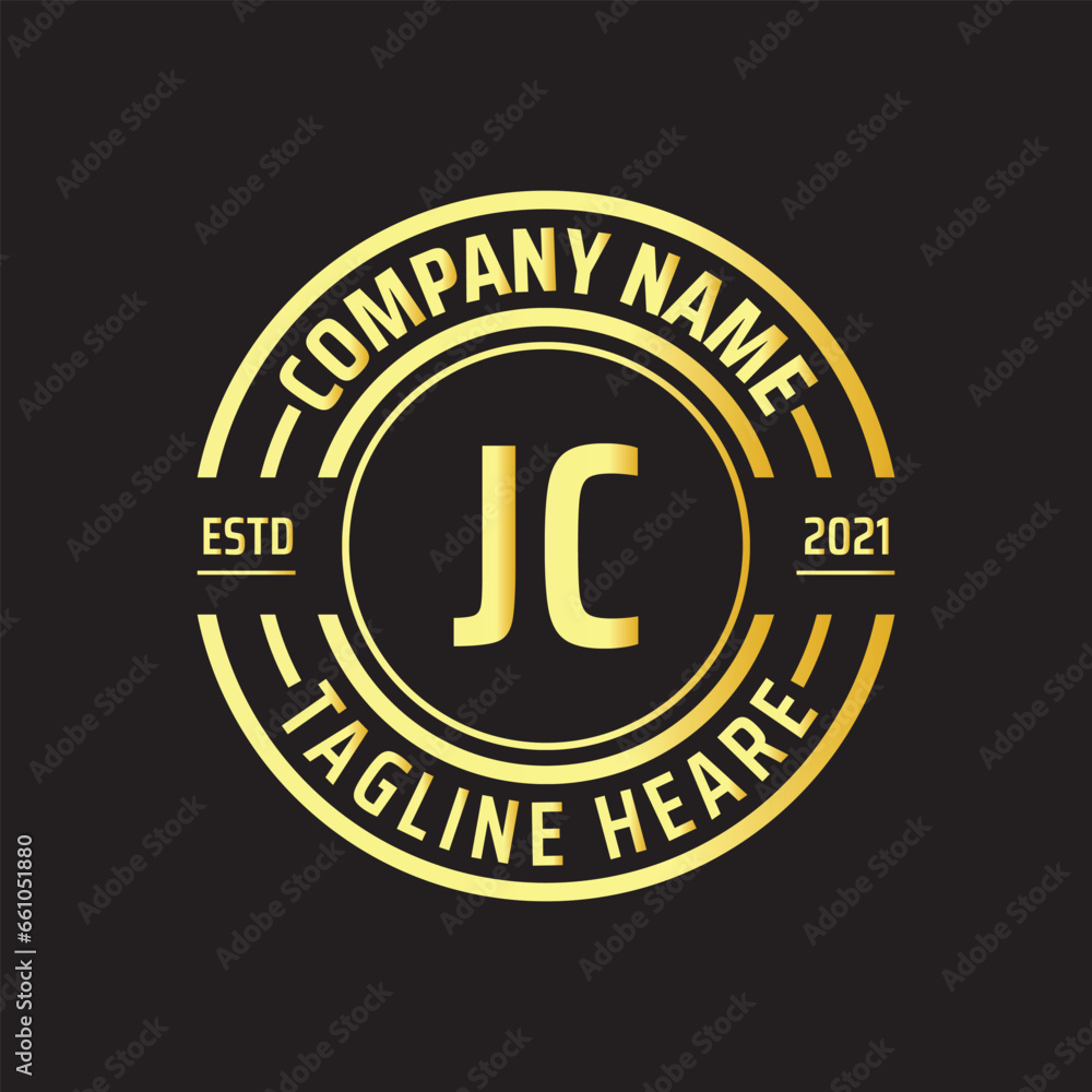 Professional simple Letter JC Circle Luxury Gold Color Vector Logo Template Professional simple Letter JC Circle Luxury Gold Color Vector Logo Template