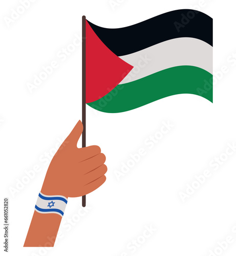 israeli hand waving palestine flag