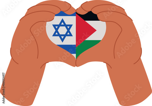 israeli and palestinian hands forming heart