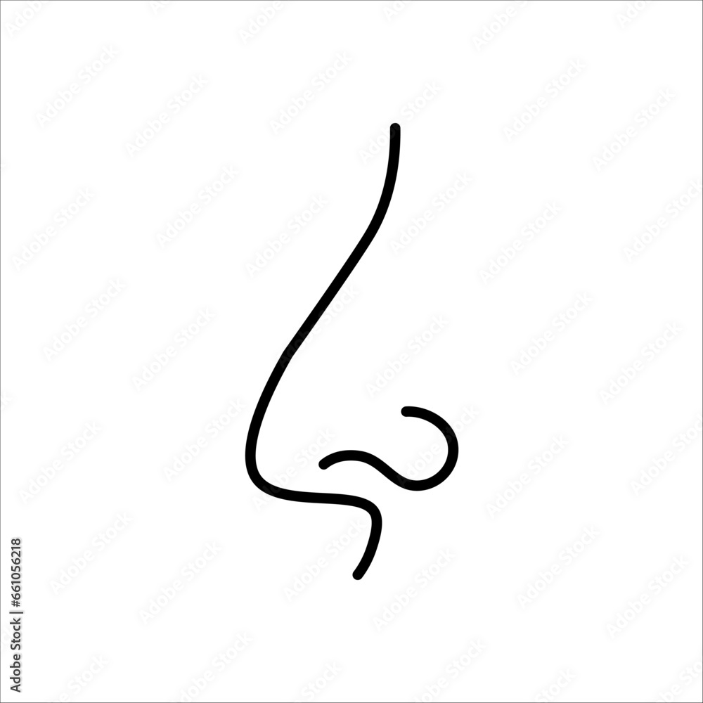 Human nose icon. Vector engraving illustration on white background for graphic and web design.