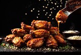 mouth-watering crunch of perfectly seasoned BBQ roasted chicken wings, AI Generative