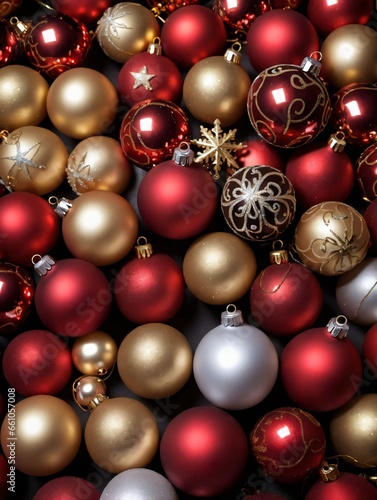 Photo Of Christmas Red And Gold Baubles