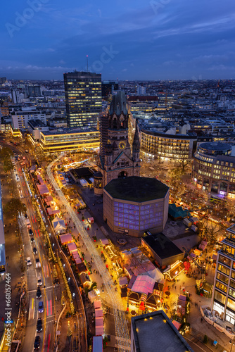 Photography Elevated evening view of the City Center West skyline of Berlin, Germany, with M