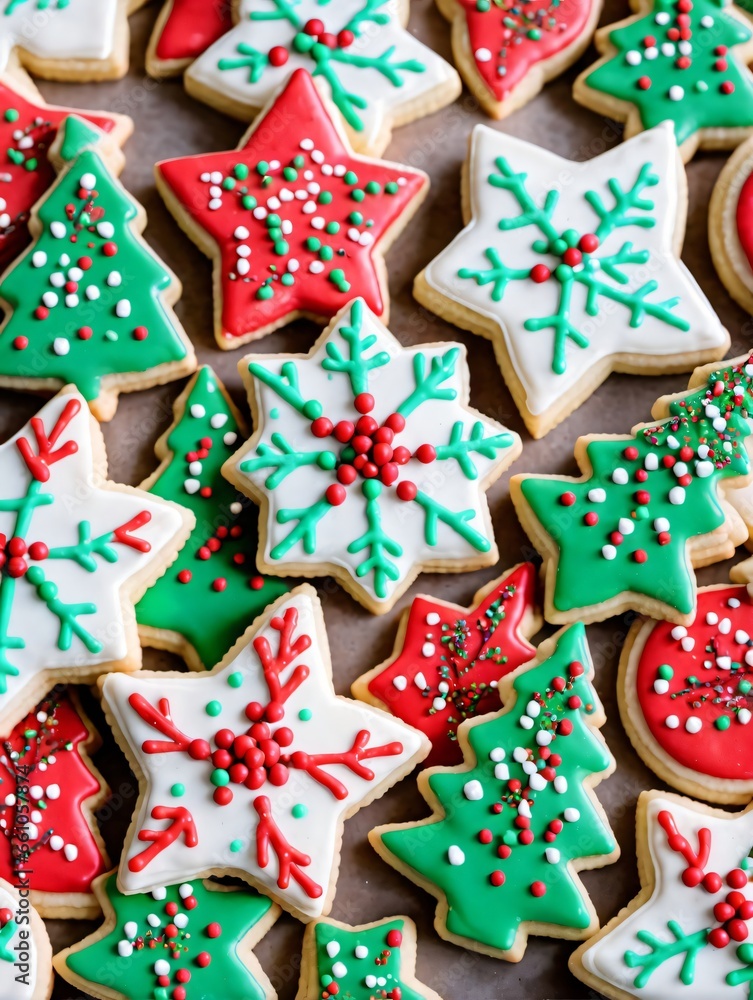 Photo Of Christmas Iced Sugar Cookies With Sprinkles Photo Of Christmas Iced Sugar Cookies With Sprinkles