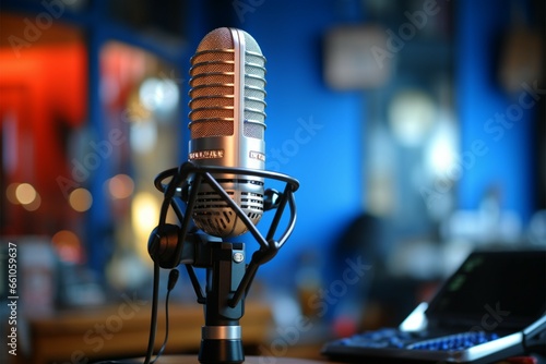 Radio stations voice Microphone for delivering news, music, and more photo