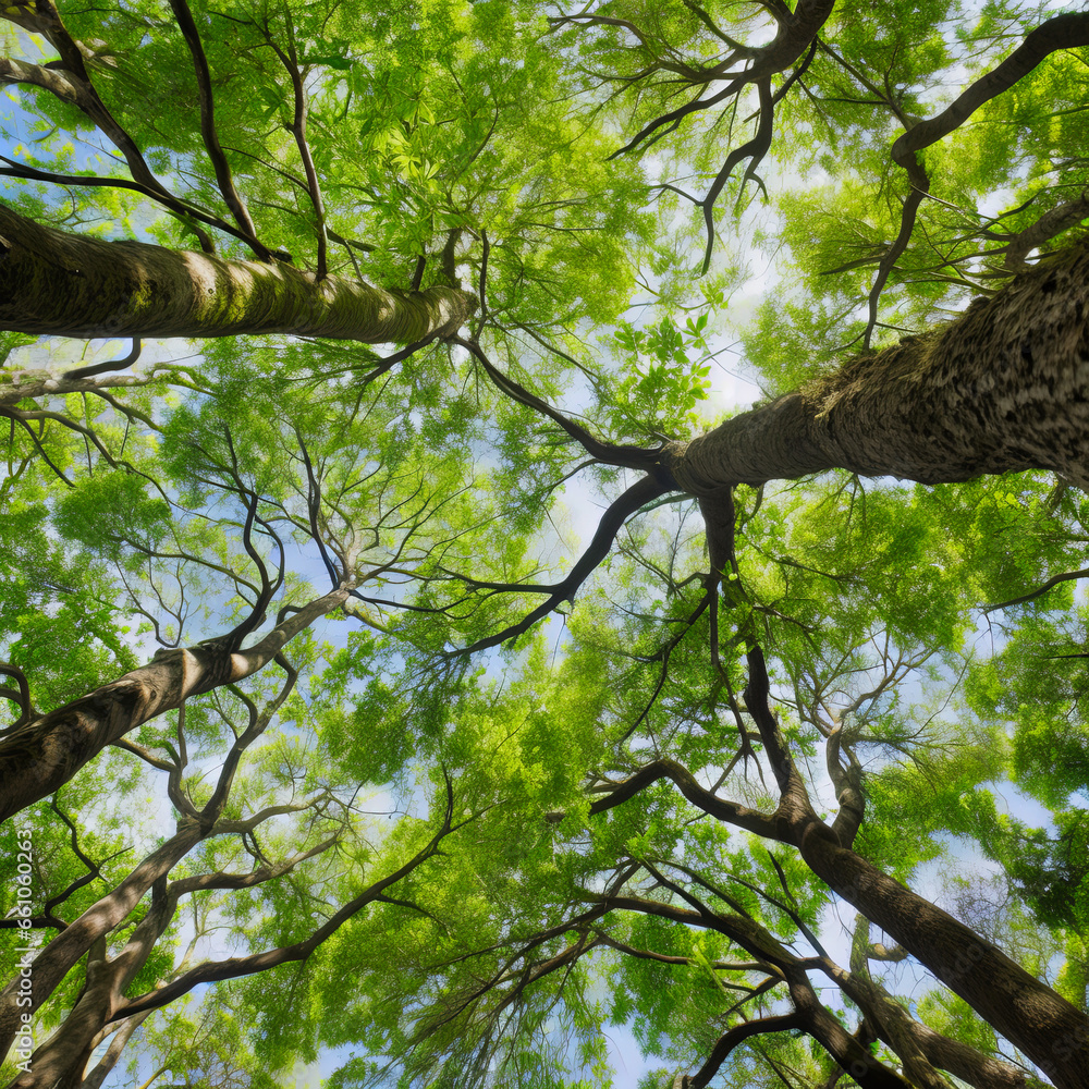 green leaves of big tree in sunny tropical forest, fresh environment in park, green plants provide oxygen in summer garden, wild tree with small leaves on sunny day green leaves of big tree in sunny tropical forest, fresh environment in park, green plants provide oxygen in summer garden, wild tree with small leaves on sunny day