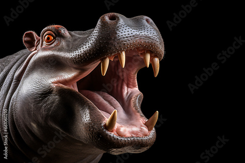 roar of a hippo isolated white background