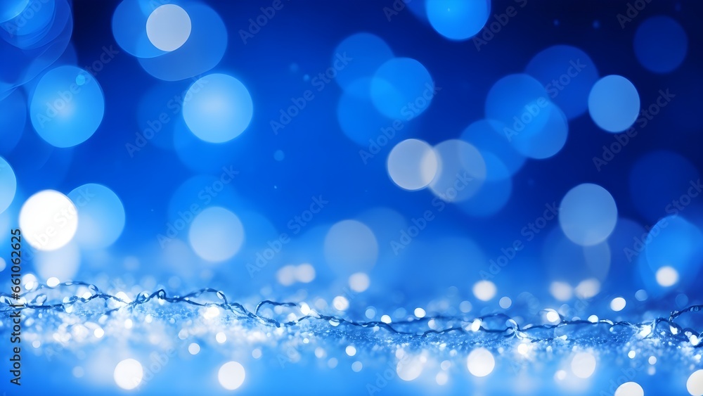 Blue Bokeh Background. Blue Christmas Background with Lights and Bokeh. Blue Bokeh Background. Blue Christmas Background with Lights and Bokeh.